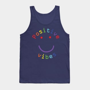 Positive Vibes Smiley Face Rainbow Colors Tank Top